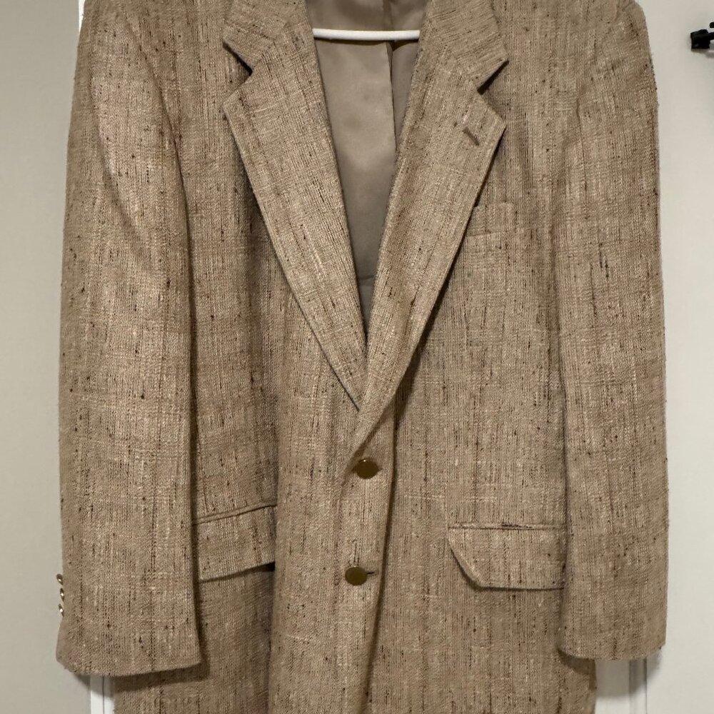 Vintage Mens 46R Bilo's Alfredo Rodina Beige Tan Tweed Sports Coat Jacket Blazer
